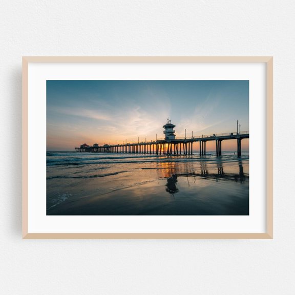 Huntington Beach California Sunset Ocean Poster Unframed Paper Print