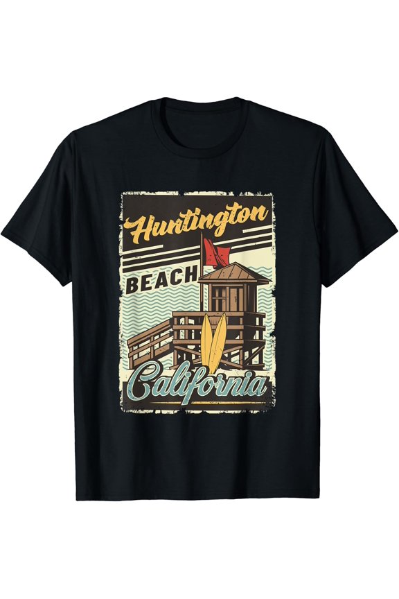 Huntington Beach California Sunset Surf Design T-Shirt
