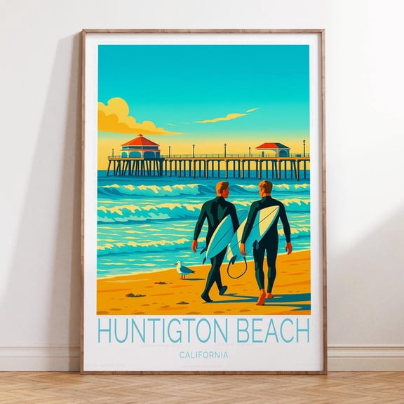 Huntington Beach California Surf City Coastal Print, Unframed Paper Print Size 8x12
