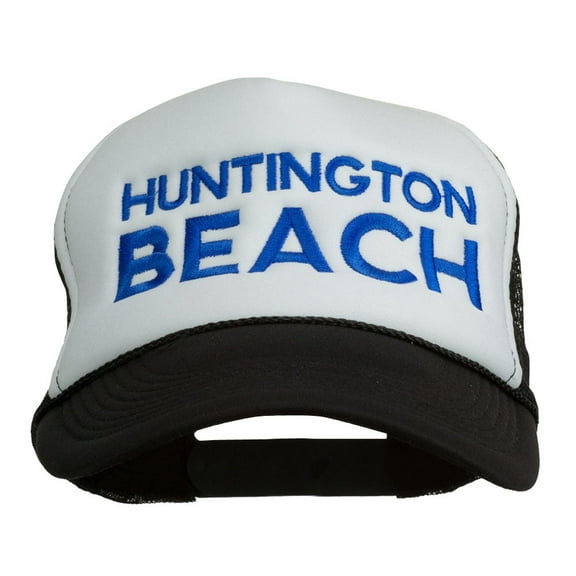 Huntington Beach Embroidered Foam Mesh Back Cap - Black White OSFM