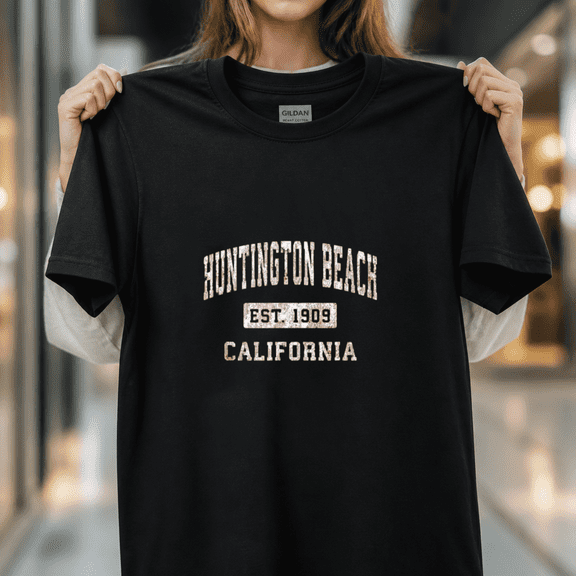 Huntington Beach Est 1909 California CA Vintage Coastal Surf Travel Unisex T-Shirt,S- 5XL