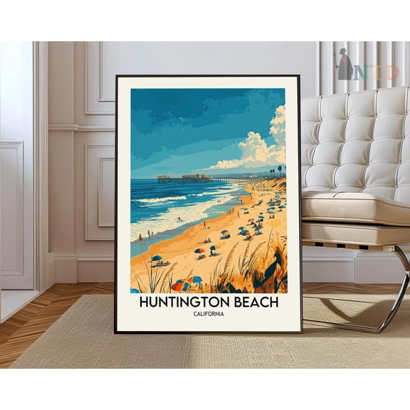 Huntington Beach Orange County Poster, Unframed Paper Poster 8x10in