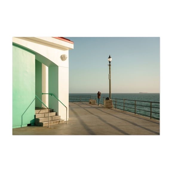 Huntington Beach Pier - Huntington Beach California Photography Ocean Boardwalk Coast Minimalist Seascape Architecture Beach House Unframed Wall Art Print 20 x 28 inches