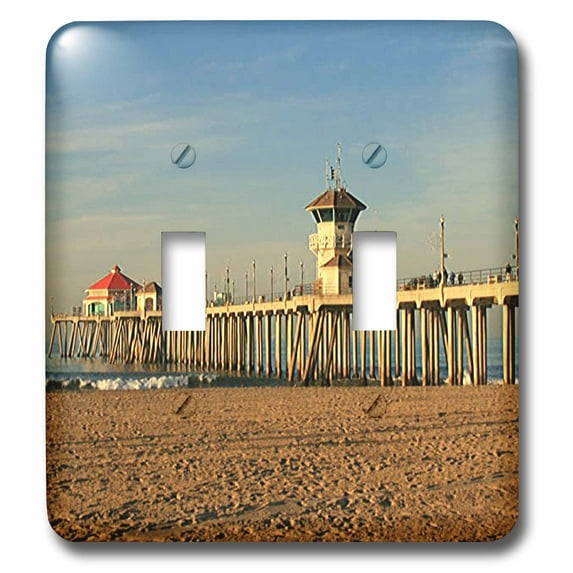 3dRose, Huntington Beach Pier, double toggle switch