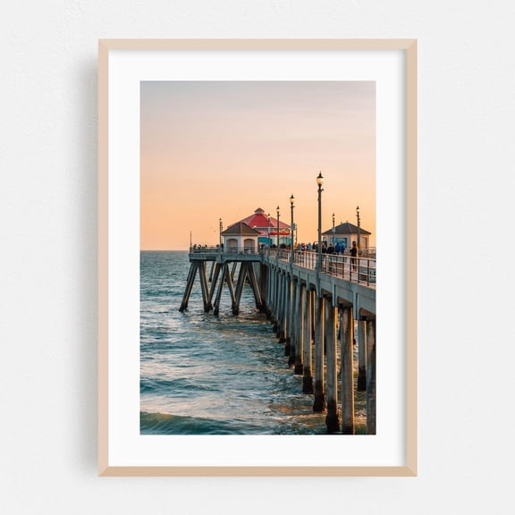 Huntington Beach Sunset Ocean Architecture Poster Unframed Paper Print