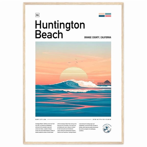 Huntington Beach Surf Spot Framed Poster Surf City Usa Surfer Wall Art Californi Vintage Wall Arttrendy Retro Print Room Decor Wall Art , Poster Only