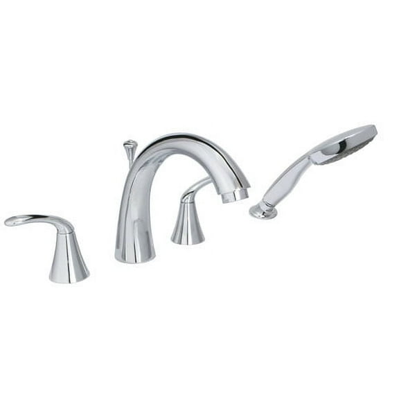 Huntington Brass Double Handle Deck Mount Roman Tub Faucet with Hand Shower
