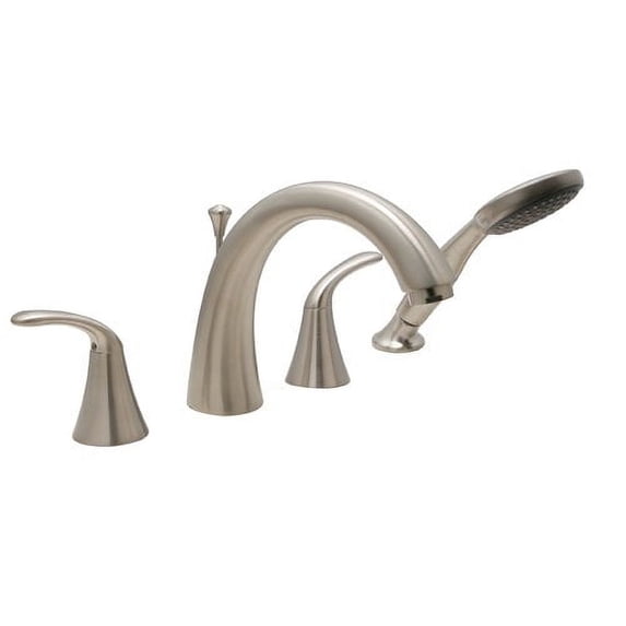 Huntington Brass Double Handle Deck Mount Roman Tub Faucet with Hand Shower