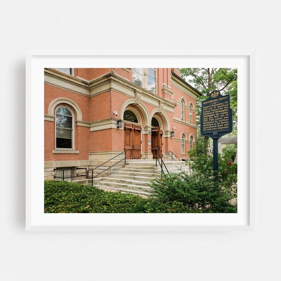 Huntington County Courthouse 01 - Huntingdon Pennsylvania Photography Architecture Travel Poster Scenic White Framed Wall Art Print 5 x 7 inches