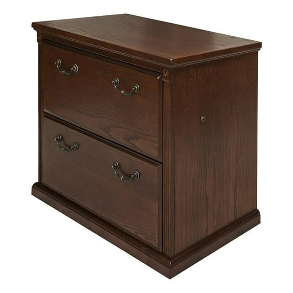 Huntington Oxford Two Wood Drawer Lateral File Cabinet Office Storage File Brown