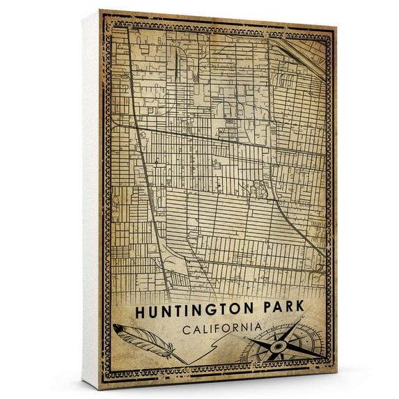 Huntington Park Vintage Map Prints Canvas, California Park Map Art Canvas, Canvas, Huntington Park Map City style vintage Canvas , Canvas Wall Art, Street Map Artwork Canvas