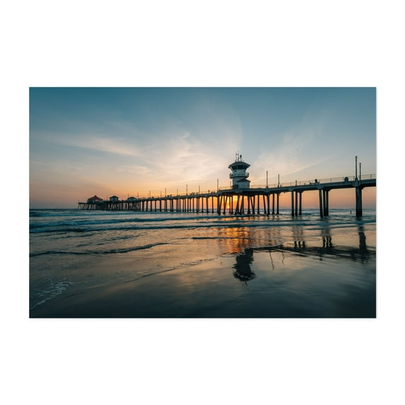 Huntington Pier Sunset - Huntington Beach California Photography Unframed Wall Art Print 24 x 36 inches
