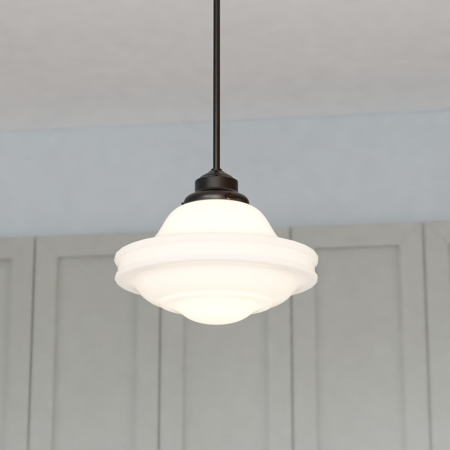 Huntley Oil Rubbed Bronze Pendant with White Glass Shade