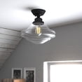 thumbnail image 1 of Huntley 12-in W Bronze Farmhouse Schoolhouse Semi Flush Mount Ceiling Light Clear Seeded Glass, 1 of 10