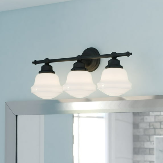 Huntley 3 Light Bronze Farmhouse Schoolhouse Bathroom Vanity Fixture