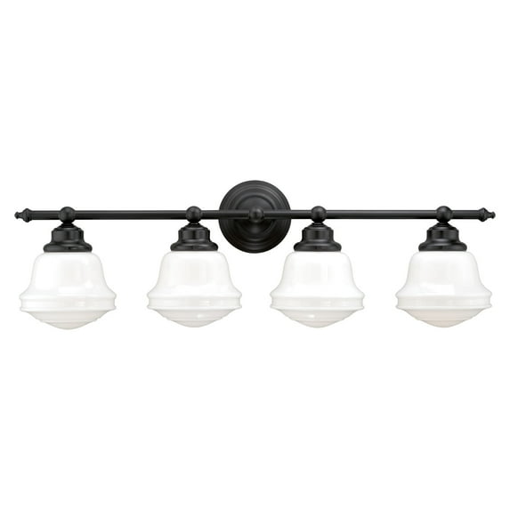 Huntley 4 Light Bronze Farmhouse Schoolhouse Bathroom Vanity Fixture