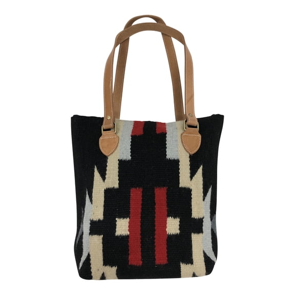Huntley Equestrian Black Navajo Southwestern Black Aztec Top Handle Tote Bag Hand Bag