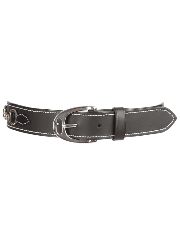 Daisy Clipper Children's Nickel Finished Brass Stirrup Buckle Bit -Black Belt