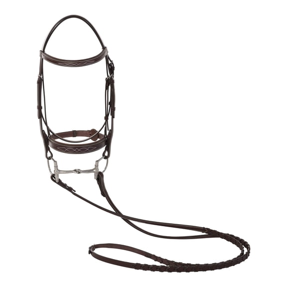 Huntley Equestrian Fancy Stitched Sedgwick Leather Padded Bridle with Reins (Sedgwick Australian Nut, Medium Pony)