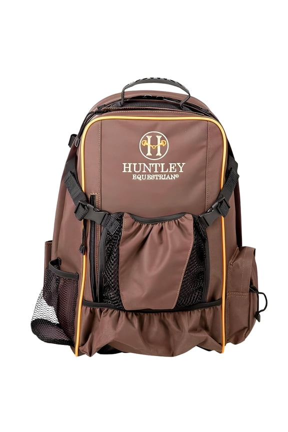 Heavy Duty Nylon Exterior Storage Fabric Backpack Adjustable Shoulder Straps-Brown