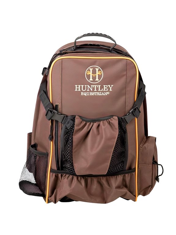 Heavy Duty Nylon Exterior Storage Fabric Backpack Adjustable Shoulder Straps-Brown