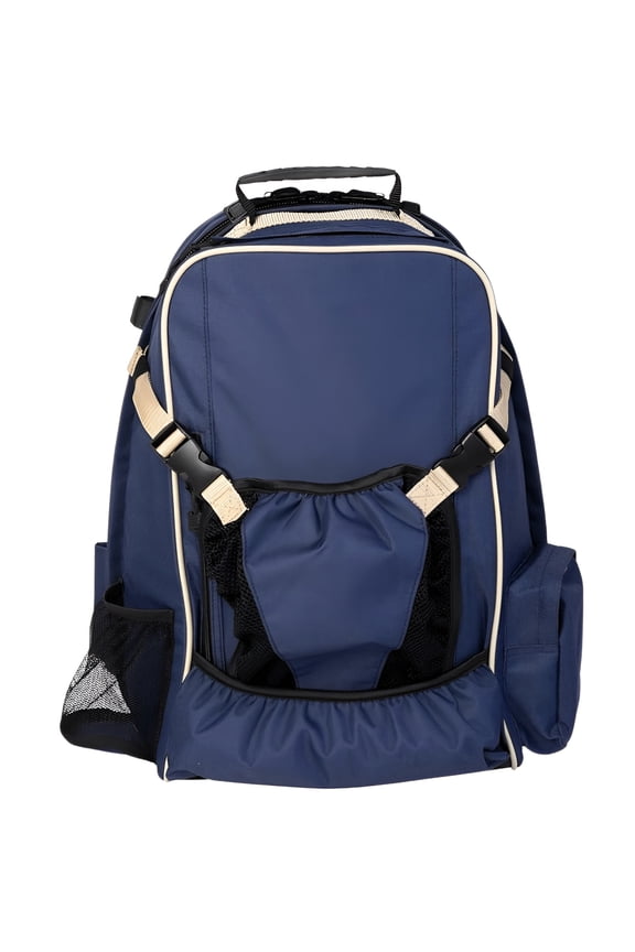 Heavy Duty Nylon Storage Fabric Backpack Adjustable Shoulder Straps - Navy Blue