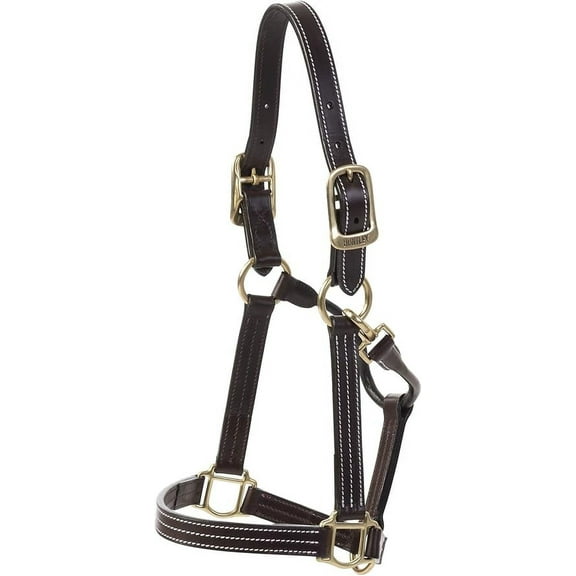 Huntley Equestrian Premium Leather Halter with Snap (Cob, Triple Stitched)