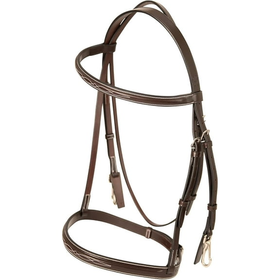Huntley Equestrian Sedgwick Leather Fancy Stiched Bridle and Reins with Clip Cheek Pieces (Cob)
