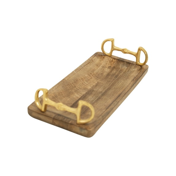 Huntley Equestrian Wooden Tray with Gold Bit Handles (Rectangle)