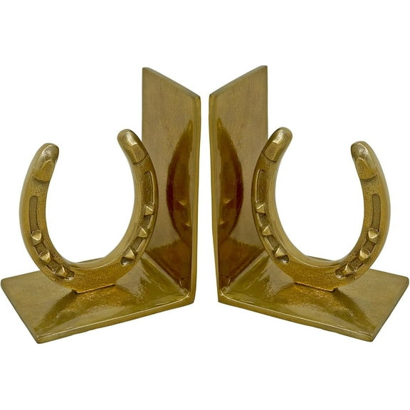 Huntley Horse shoe Bookends, Pair, Brass Antique Finish