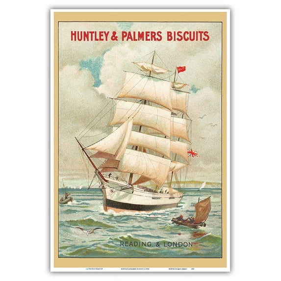 Huntley & Palmers Biscuits - Vintage Advertising Poster c.1910s - Master Art Print (Unframed) 13in x 19in