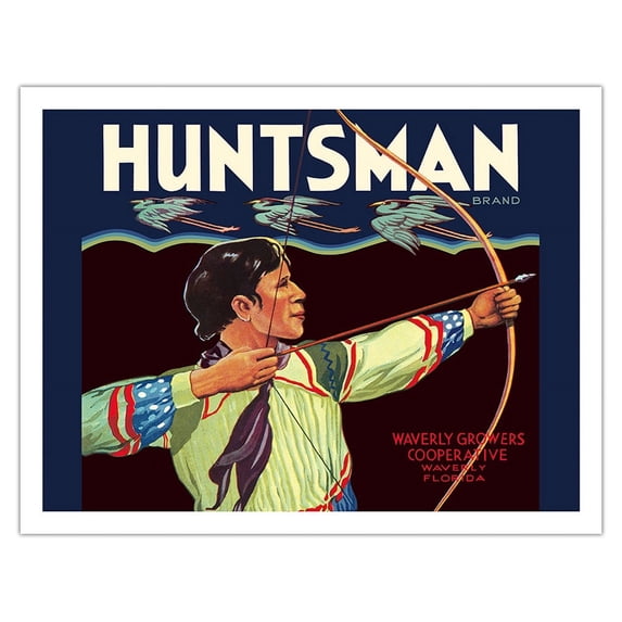 Huntsman Brand Citrus - Waverly Florida Growers - Vintage Fruit Crate Label c.1940s - Fine Art Matte Paper Print (Unframed) 20x26in