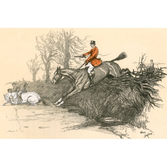 Huntsman On Horseback Jumping A Hedge Poster Print By Mary Evans Picture Library (24 X 18)