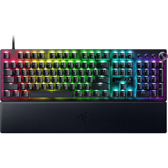 Huntsman V3 Pro Esports Gaming Keyboard: Analog Optical Switches - Snap Tap - Rapid Trigger - Adjustable Actuation - Media Keys & Dial - Doubleshot PBT Keycaps - Wrist Rest - Black