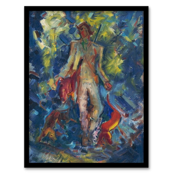 Huntsman With Two Dogs Arnold Weisz Kubincan Framed Wall Art Print 12X16"