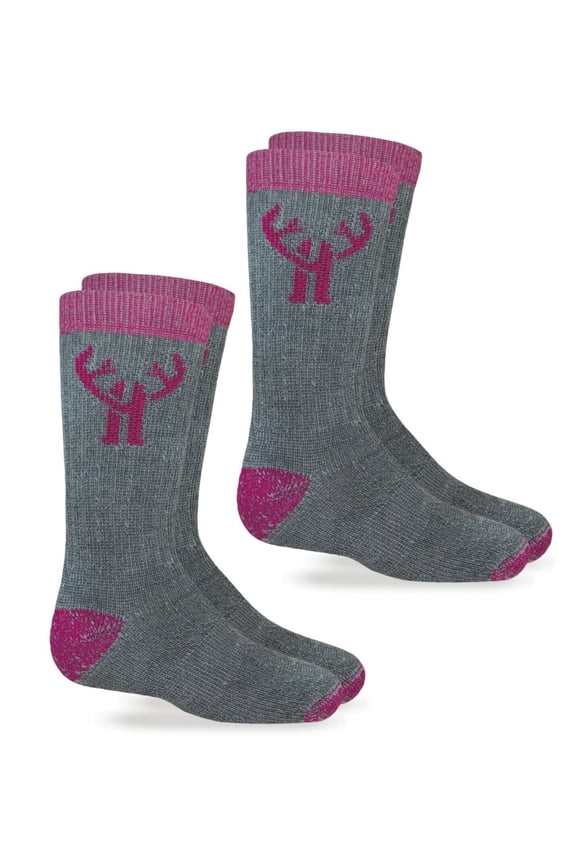 Girls Merino Wool Blend Outdoor Kids Youth Boot 2 Pair Pack Socks (Little Girls & Big Girls)
