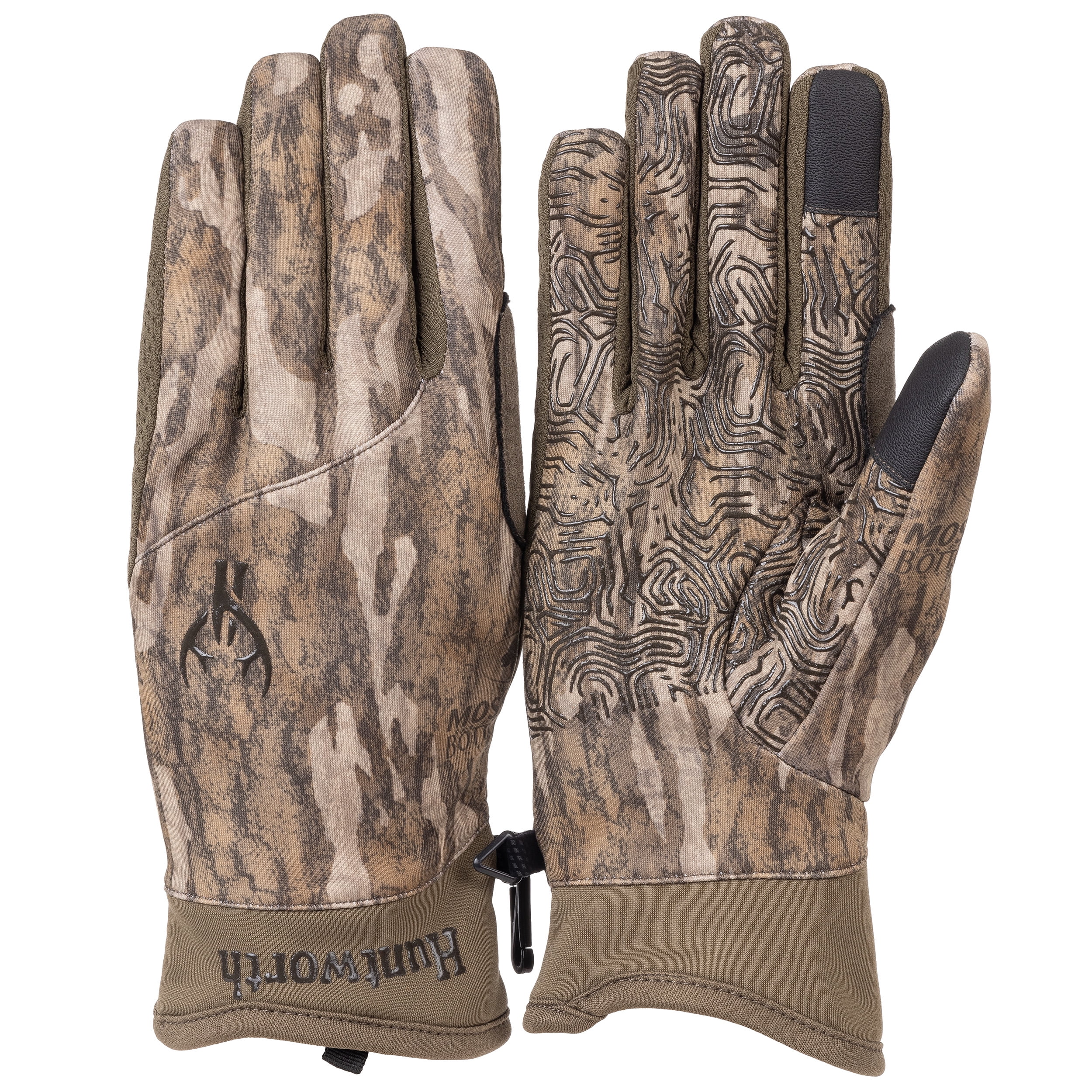 Huntworth Men's Gunner Midweight Hunting Gloves Mossy Oak Bottomland, Size M/L, Size: One size, Brown