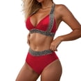 thumbnail image 1 of USPEED Women Two Piece Bathing Suit Sexy Swimwear Push Up Bikini Set Halter Swimsuit Full Coverage Padded 2 Piece Swimsuits, 1 of 6