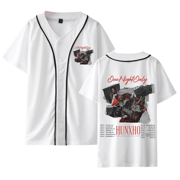 Hunxho Merch The One Night Only Tour 2024 Baseball Jersey Shirt V-Neck Short Sleeve Streetwear Clothes