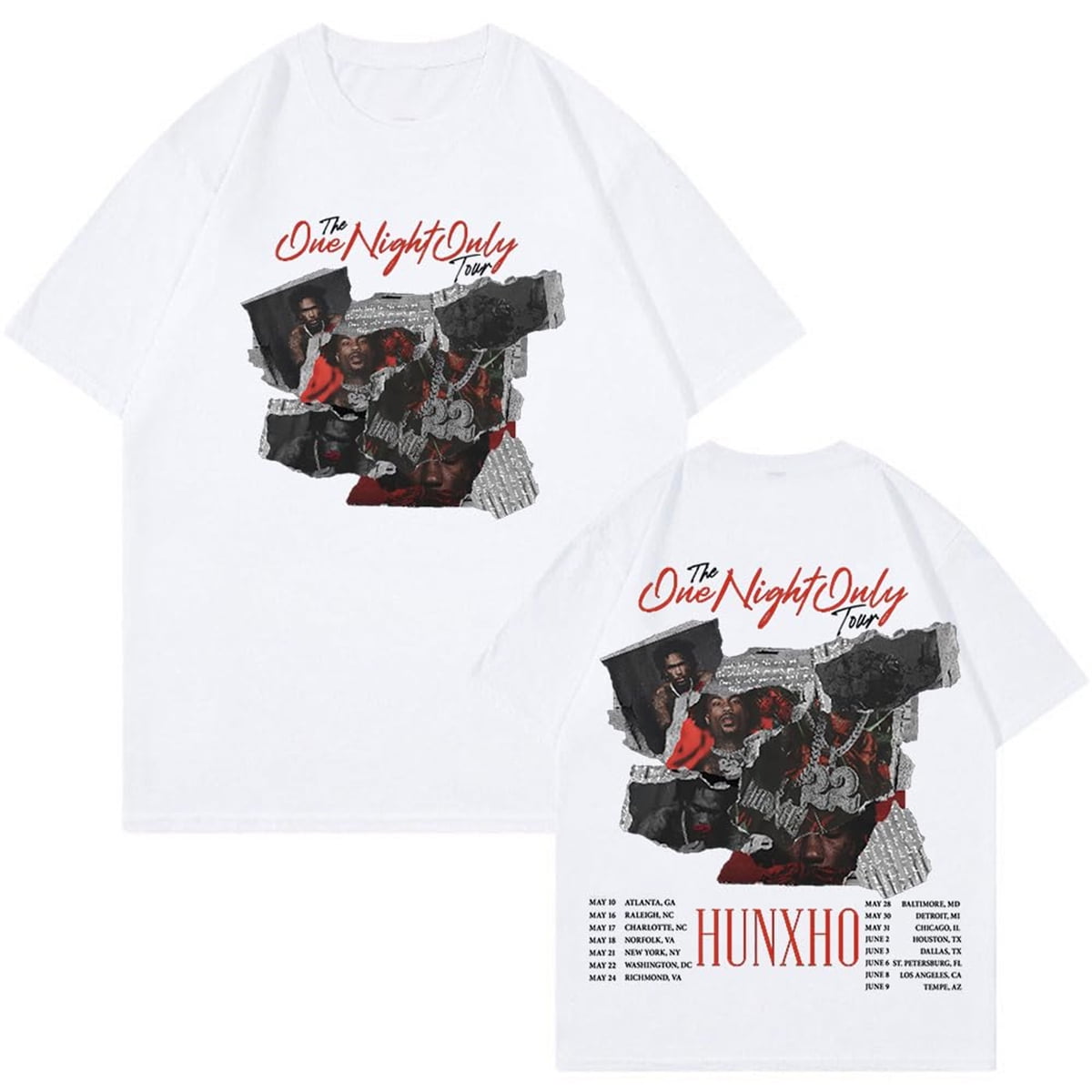 Hunxho The One Night Only Tour T-Shirt 2024 Crewneck Short Sleeve Tee ...