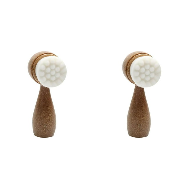 Hunyinhhh Double Facial Brush Double Facial Cleansing Brush Manual Face Wash Brush | Soft Dry Face Brush 3D Stand Vertical Facial Brush Scrubber For Sensitive 2PCS Updos Microcurrent Facial