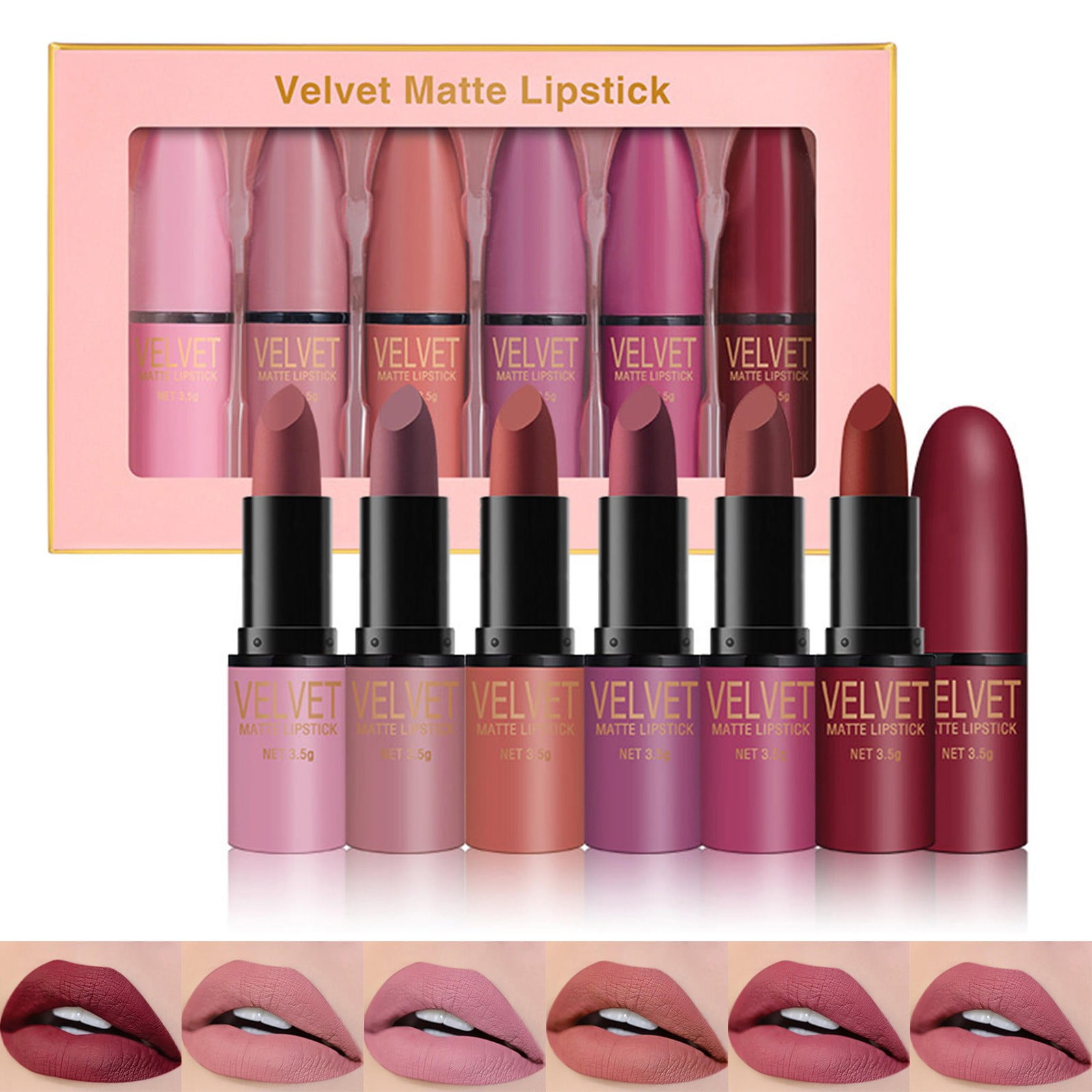 Hunyinhhh Lipstick Lipstick Set 6 Piece Set Lip Liner Brown Pack