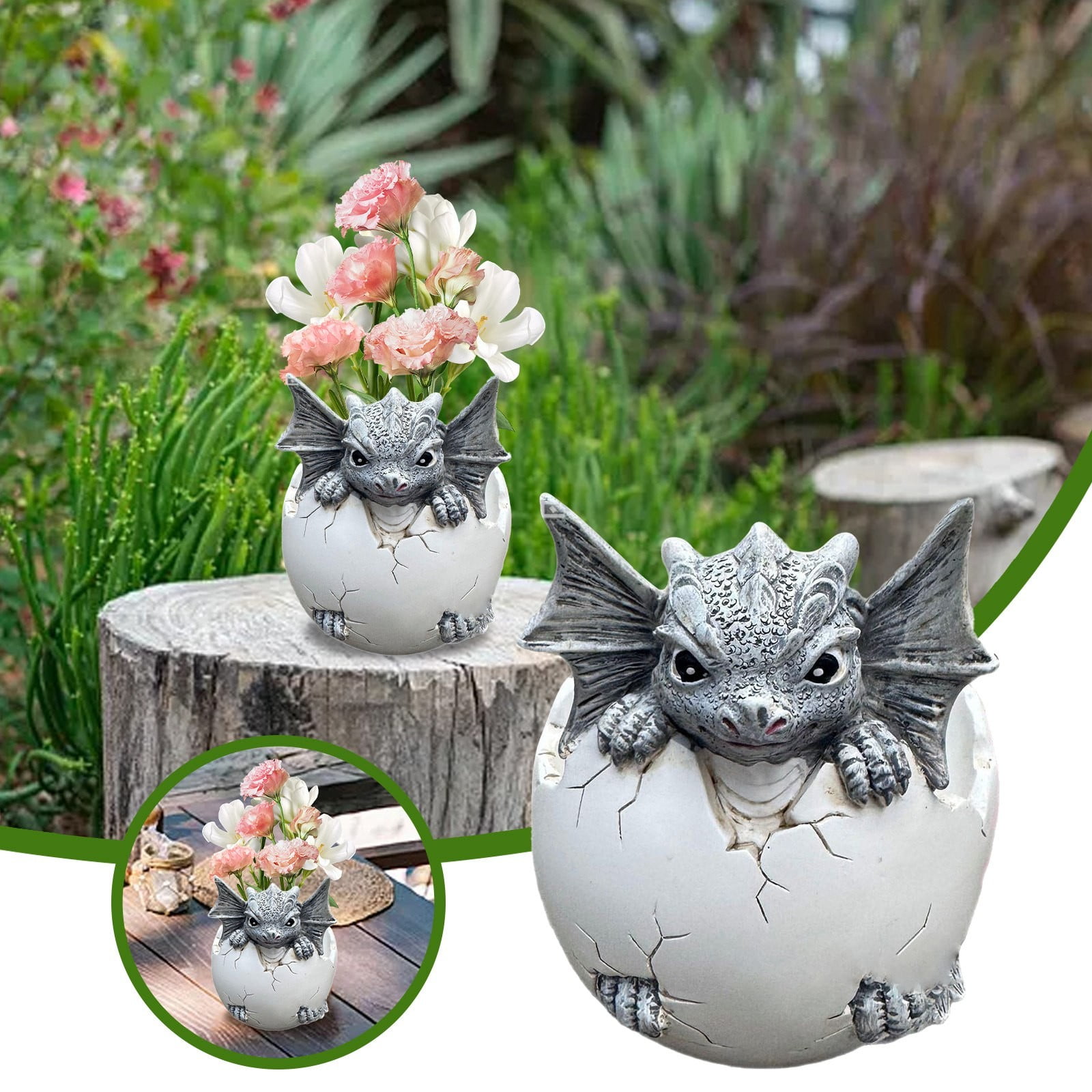 Hunyy Statues Dragon Flower Pot Ornaments Garden Courtyard Balcony ...