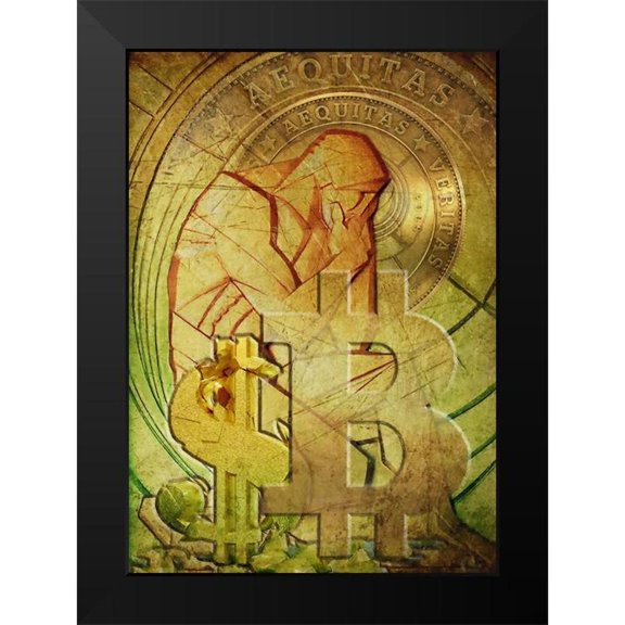 Hunziker, Steve 11x14 Black Modern Framed Museum Art Print Titled - Bitcoin Deco VIII