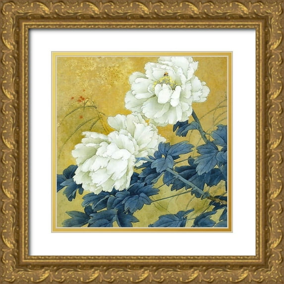 Hunziker, Steve 12x12 Gold Ornate Wood Framed with Double Matting Museum Art Print Titled - Historical Flora II