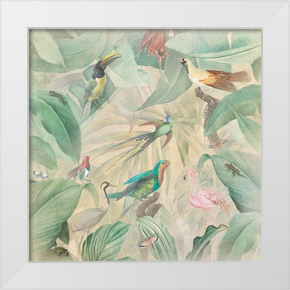 Hunziker, Steve 15x15 White Modern Wood Framed Museum Art Print Titled - Vintage Tropics II