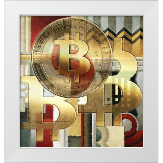 Hunziker, Steve 15x16 White Modern Wood Framed Museum Art Print Titled - Bitcoin Deco VII