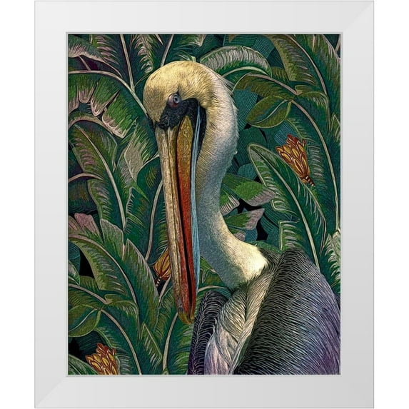 Hunziker, Steve 15x18 White Modern Wood Framed Museum Art Print Titled - Primal Pelicana