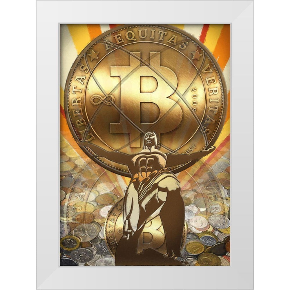 Hunziker, Steve 18x24 White Modern Wood Framed Museum Art Print Titled -  Bitcoin Deco IV