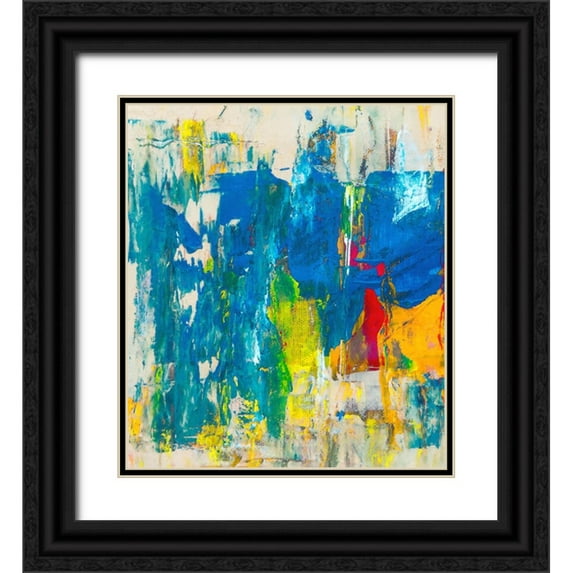 Hunziker, Steve 26x29 Black Ornate Wood Framed with Double Matting Museum Art Print Titled - Bright Abstract I